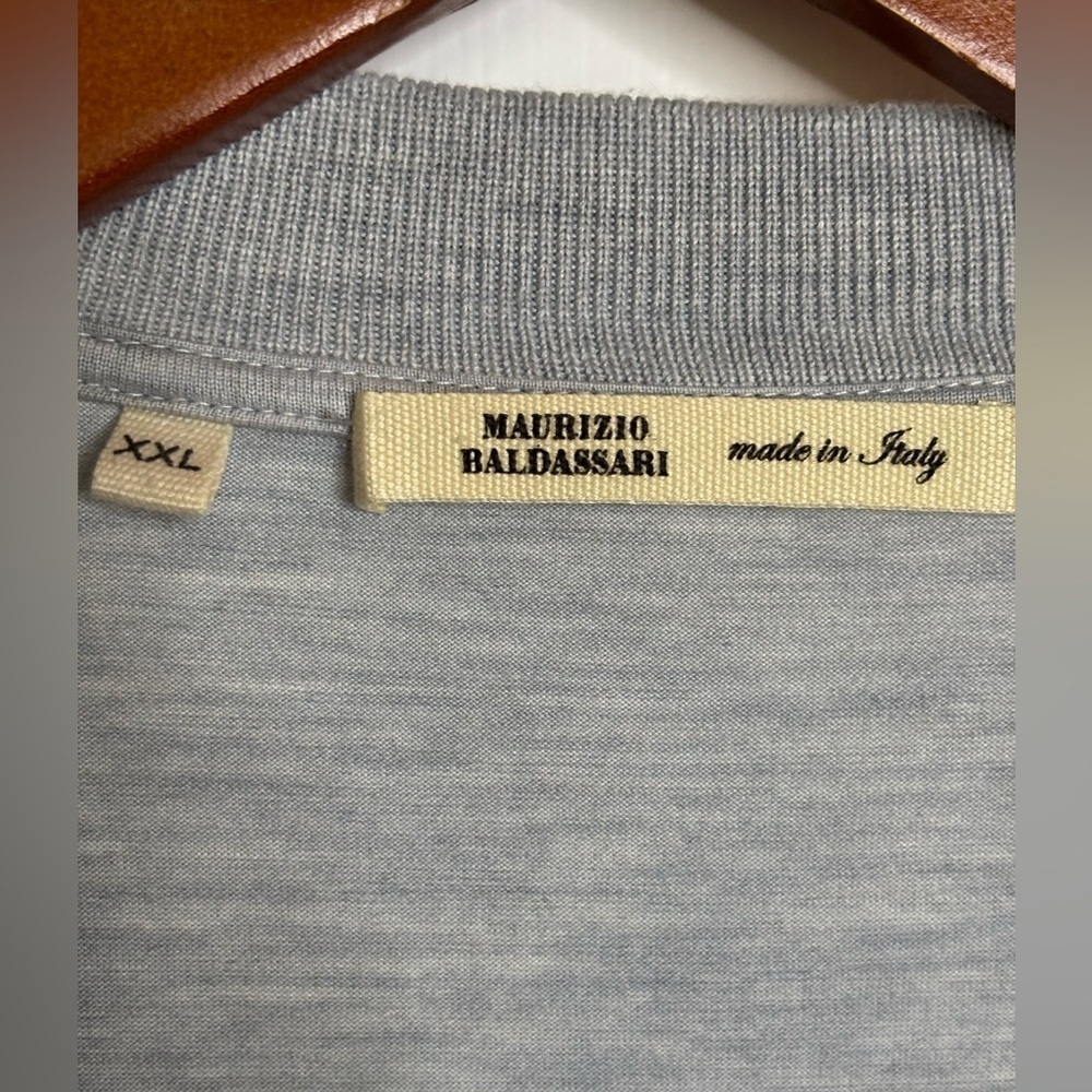 EUC MAURIZIO BALDASSARI Light Gray Men's Polo Shirt in silk and cotton sz XXL - Picture 3 of 7